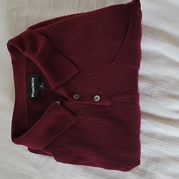 Bonobos Viscose/Wool/Alpaca Long Sleeve Polo Sweater in Burgundy Size XL - Picture 1 of 1